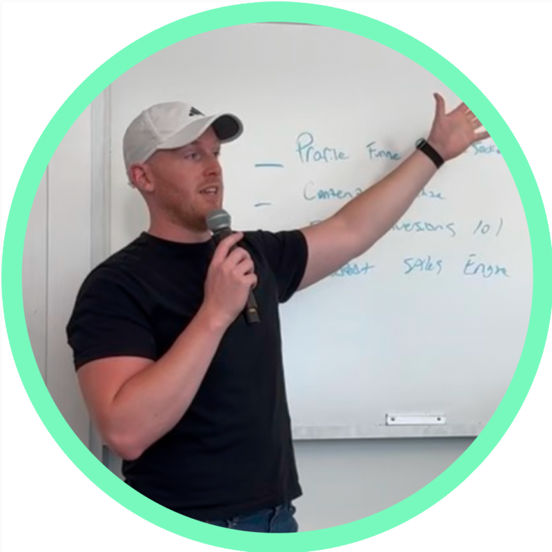 Ryan Lamoureux presenting at a whiteboard